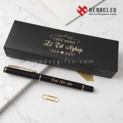 Bút khắc tên cao cấp Heracles cao cấp làm quà tặng tốt nghiệp ý nghĩa cho nam sinh Trần Hào Siêu với vỏ bút đen bóng sang trọng cùng hộp đựng khắc chữ ép kim