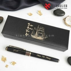 Bút ký cao cấp Heracles 007V khắc tên Phan Phi Phụng làm quà tặng doanh nhân sang trọng kết hợp hộp đựng in hình thuyền thuận buồm xuôi gió tinh xảo nhất.