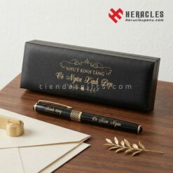 Bút ký cao cấp Heracles chính hãng khắc tên theo yêu cầu làm quà tặng doanh nghiệp sang trọng cho khách hàng đối tác, bút dạ bi đen viền vàng tinh xảo.