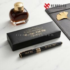 Bút ký cao cấp Heracles 007V khắc tên tặng Cô Kim Ngân sang trọng đi kèm hộp quà đen tinh tế và lọ mực chính hãng mẫu mã đẹp làm quà tặng doanh nhân.