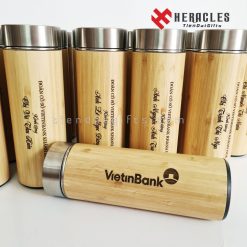 Bình giữ nhiệt gỗ khắc logo VietinBank – Quà tặng doanh nghiệp ngân hàng cao cấp, tinh tế, in khắc tên theo yêu cầu