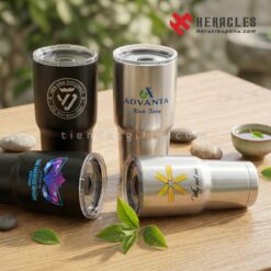 Mẫu ly giữ nhiệt khắc tên và ly giữ nhiệt inox khắc logo tinh xảo sắc nét dung tích lớn 900ml màu đen bạc sang trọng làm quà tặng tri ân khách hàng ý nghĩa.