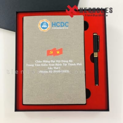 Bộ quà tặng biếu tết ý nghĩa cho cty - set quà tặng sổ da in ấn logo + bút ký cao cấp khắc tên làm quà tặng doanh nghiệp giá rẻ
