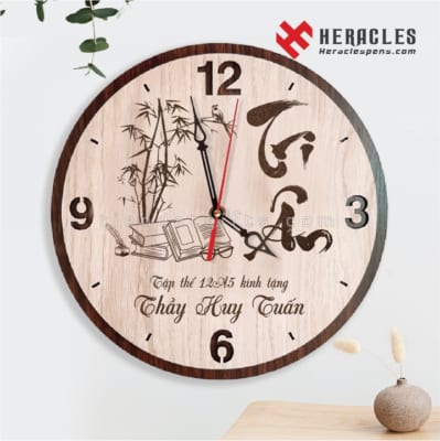 Quà Tặng Thầy Cô 45 Đồng hồ gỗ treo tường khắc hình ảnh, tên chữ, câu chúc làm quà tặng tri ân thầy cô giáo cuối năm học ý nghĩa