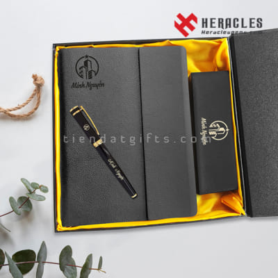 Quà Tặng Thầy Cô Giáo 50 Bộ Quà Tặng Giftset sổ da khắc tên + Bút ký cao cấp + Hộp Đựng - quà tặng thầy cô giáo, sếp, khách hàng