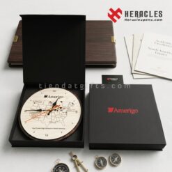 Đồng hồ gỗ khắc tên logo Amerigo làm quà tặng đại hội doanh nghiệp sang trọng thiết kế theo yêu cầu mẫu mã tinh xảo bền đẹp dùng làm quà lưu niệm.