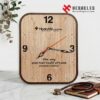 Đồng hồ gỗ treo tường in logo Bệnh viện Hoàn Mỹ Vạn Phúc chúc mừng Ngày Thầy thuốc Việt Nam cao cấp thiết kế hình chữ nhật bo góc tinh tế làm quà tặng.
