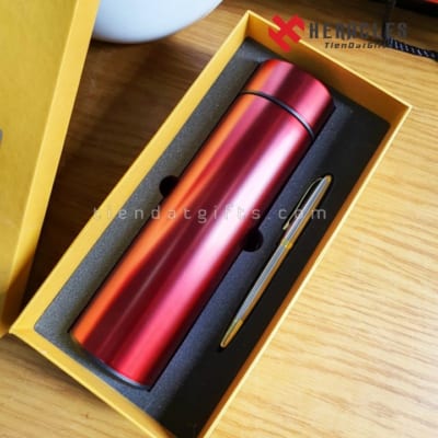 Combo Bộ quà tặng giftset bình giữ nhiệt in logo + Bút ký cao cấp khắc tên - Hộp Quà Tặng tết Cho Doanh Nghiệp Tphcm Giá rẻ
