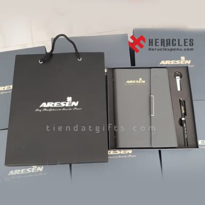Combo Bộ giftset, set Sổ tay in logo + bút ký cao cấp khắc tên + Hộp đựng - Set quà doanh nghiệp