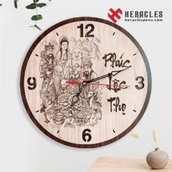 Đồng Hồ Gỗ – Quà Tặng Sinh Nhật, Mừng Thọ Ông Bà Nội Ngoại Trang Trọng 12 Đồng hồ gỗ khắc hình người, thư pháp Phúc như Đông Hải - Quà tặng ý nghĩa cho ông bà, người lớn tuổi