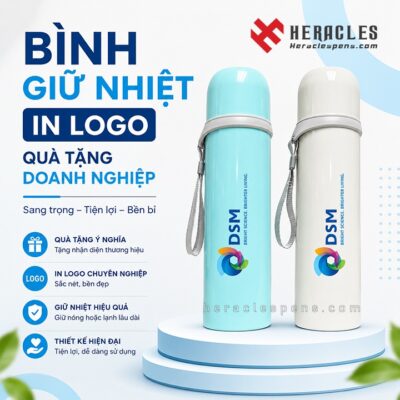 Bình giữ nhiệt in logo quà tặng doanh nghiệp cao cấp thiết kế tinh xảo từ xưởng Heracles Pens