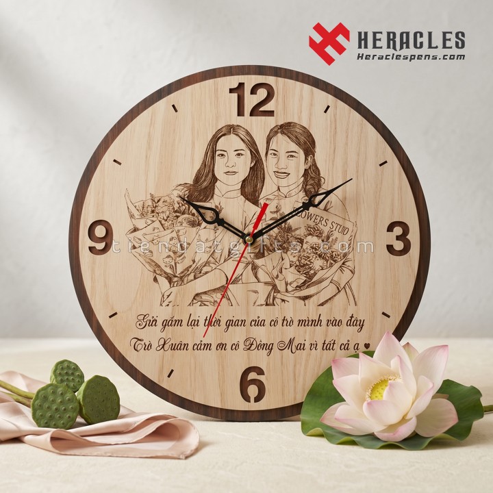 QUÀ TẶNG CÔ GIÁO Ý NGHĨA – GỬI TRỌN TÂM TÌNH TRI ÂN 23 Đồng hồ gỗ khắc tên chữ hình ảnh làm quà tặng tri ân thầy cô giáo ý nghĩa
