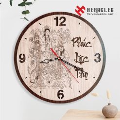 Đồng Hồ Gỗ – Quà Tặng Sinh Nhật, Mừng Thọ Ông Bà Nội Ngoại Trang Trọng 11 Đồng hồ gỗ khắc hình ông Thọ và bé trai, thư pháp Phúc như Đông Hải - Quà tặng sinh nhật ông bà, người lớn tuổi