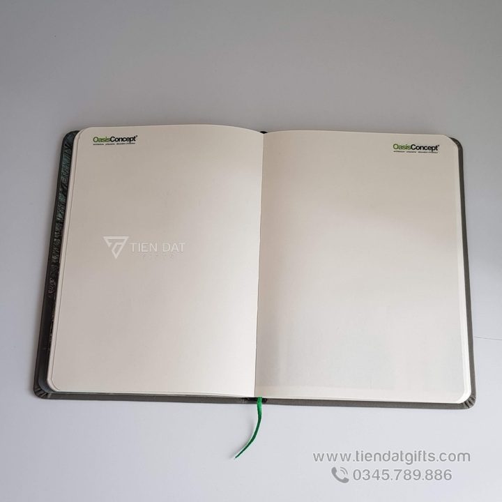 In Sổ Theo Yêu Cầu – Sổ Da Dán Gáy Cao Cấp Giá Sỉ Cho Công Ty OasisConcept 9 xưởng sản xuất sổ tay in logo giá sỉ
