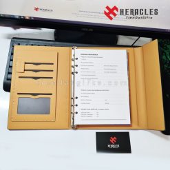 Sổ tay bìa da cao cấp Heracles thiết kế còng 6 lỗ màu vàng bò sang trọng quà tặng doanh nghiệp TienDatGifts