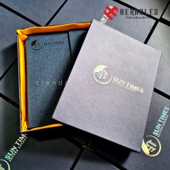 Bộ quà tặng sổ tay bìa da cao cấp in logo Sun Times sản xuất tại xưởng giá rẻ