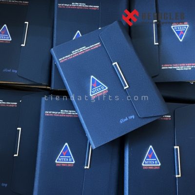 sổ tay quà tặng doanh nghiệp bìa da gập 3 in logo Sites II