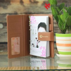 Sổ Tay In Logo 4 Sổ da cao cấp bìa còng ép kim vàng, in logo thương hiệu theo yêu cầu doanh nghiệp tại TPHCM