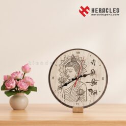 Đồng hồ gỗ khắc Phật – Quà tặng phong thủy mang lại Bình An và May Mắn 3 Đồng hồ gỗ: Phật Thích Ca tọa sen, khắc chữ thư pháp.