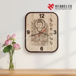 Đồng hồ gỗ khắc Phật – Quà tặng phong thủy mang lại Bình An và May Mắn 15 Đồng hồ gỗ treo tường hình chữ nhật khắc laser Phật Bà Quan Âm và chữ Sức Khỏe Bình An. Quà tặng phong thủy cao cấp, kích thước 28.8x25cm.