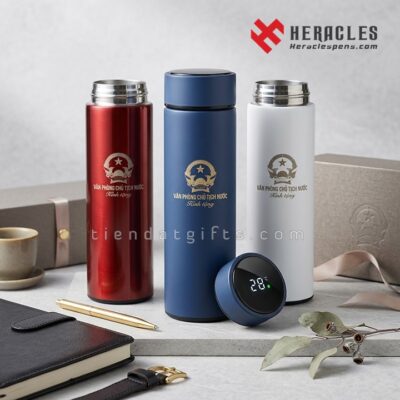 Bình giữ nhiệt Heracles hiển thị nhiệt độ LED thông minh in khắc logo Văn phòng Chủ tịch nước làm quà tặng doanh nghiệp cao cấp sang trọng và tinh tế nhất.