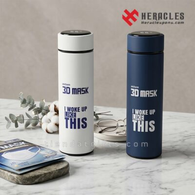 Bình giữ nhiệt Heracles in logo Unicharm 3D Mask làm quà tặng doanh nghiệp sang trọng có màn hình Led hiển thị nhiệt độ thông minh trên nắp bình cao cấp.