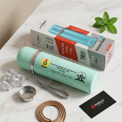 Bình giữ nhiệt La Fonte chính hãng in khắc logo đại hội công đoàn trường THPT Phan Đăng Lưu làm quà tặng đại biểu cao cấp giá sỉ tốt nhất tại TPHCM.