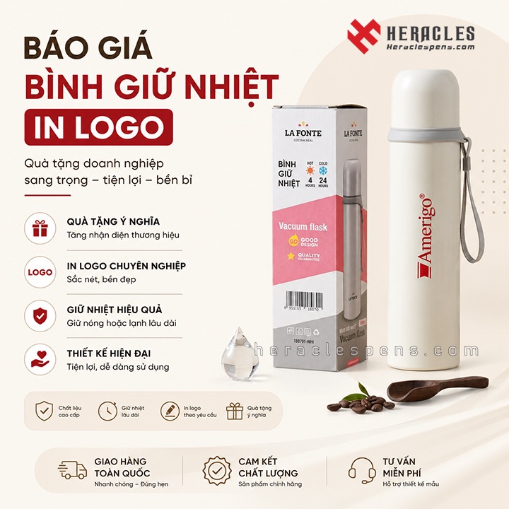 Báo giá bình giữ nhiệt in logo tại xưởng sản xuất giá sỉ tận gốc