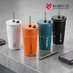 Ly giữ nhiệt in logo giá rẻ LGN 008 bằng chất liệu inox 304 cao cấp an toàn sức khỏe có kèm ống hút tiện lợi là món quà tặng doanh nghiệp vô cùng ý nghĩa.