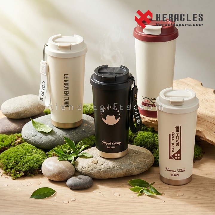 Dịch vụ ly giữ nhiệt in logo theo yêu cầu chuyên nghiệp giúp cá nhân hóa thương hiệu trên mẫu ly inox 316 LGN 007 bền đẹp sản xuất nhanh chóng trong 24h.