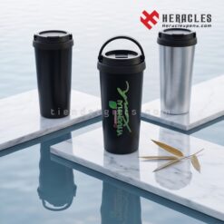 Chi tiết nắp nhựa PP an toàn và gioăng silicon của ly giữ nhiệt in logo LGN 019 giúp chống rò rỉ nước tuyệt đối khi di chuyển hoặc đặt trong túi xách cá nhân.