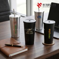 Mẫu ly giữ nhiệt in logo doanh nghiệp làm quà tặng quảng cáo thương hiệu bằng inox 304 cao cấp thiết kế đẹp mắt giúp tạo ấn tượng tốt với khách hàng đối tác.