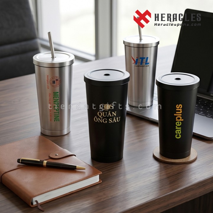 Mẫu ly giữ nhiệt in logo doanh nghiệp làm quà tặng quảng cáo thương hiệu bằng inox 304 cao cấp thiết kế đẹp mắt giúp tạo ấn tượng tốt với khách hàng đối tác.