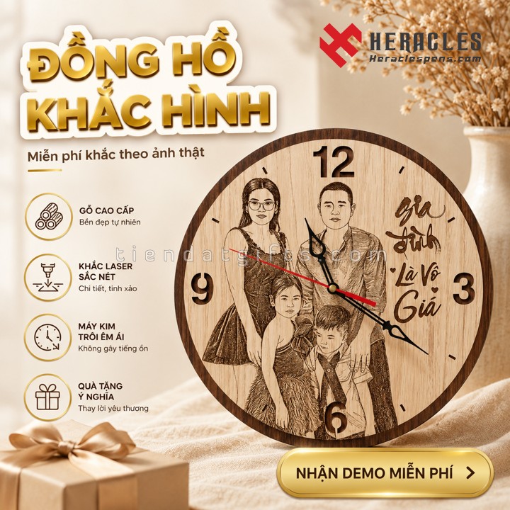 Mẫu đồng hồ gỗ khắc gia đình là vô giá cao cấp từ Heracles Pens, quà tặng kỷ niệm ngày cưới ý nghĩa, chế tác tinh xảo làm quà tặng doanh nghiệp.