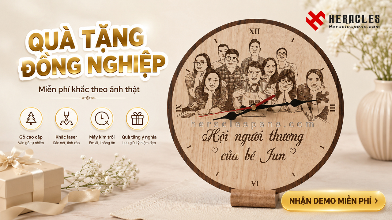 Quà chia tay đồng nghiệp ý nghĩa với đồng hồ gỗ để bàn khắc lời chúc tri ân sâu sắc tặng đồng nghiệp nghỉ việc hoặc chuyển công tác chuyên môn mới nhất.