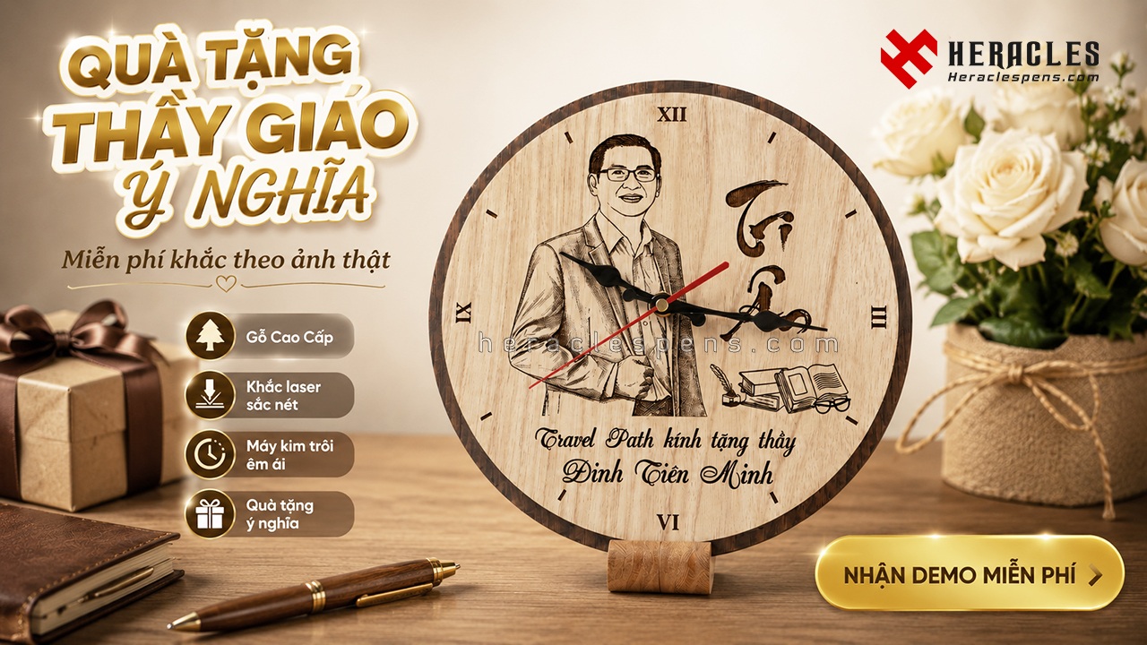 Đồng hồ gỗ quà tặng thầy giáo in hình chân dung sắc nét là món quà tặng tri ân độc bản mang thông điệp kính trọng gửi đến thầy cô nhân ngày lễ tổng kết năm.