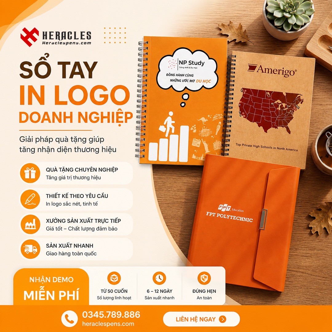 sổ tay in logo doanh nghiệp giá sỉ sản xuất theo yêu cầu tại tphcm
