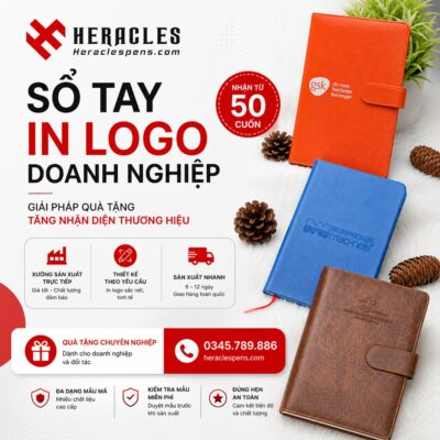 in sổ tay giá sỉ tại TPHCM của Heracles chuyên cung cấp các loại sổ tay quà tặng in logo doanh nghiệp sắc nét theo yêu cầu với mức giá gốc tận xưởng.