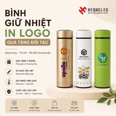 Bình giữ nhiệt in logo quà tặng đối tác cao cấp và sang trọng cho doanh nghiệp