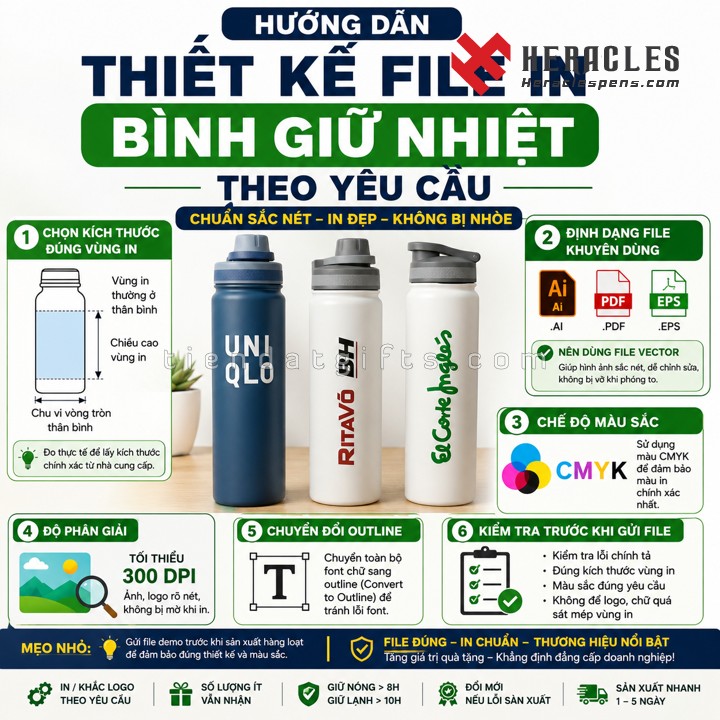 Hướng dẫn thiết kế file in bình giữ nhiệt theo yêu cầu chuẩn sắc nét 18 Cẩm nang hướng dẫn thiết kế file in bình giữ nhiệt theo yêu cầu in logo sắc nét, đúng kích thước vùng in, hệ màu CMYK chuẩn và độ phân giải 300 DPI.