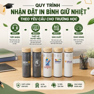 Quy trình nhận đặt in bình giữ nhiệt theo yêu cầu cho trường học tại TPHCM của Heracles Pens