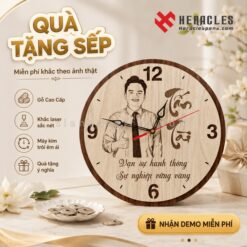 Mẫu đồng hồ gỗ quà tặng sếp cao cấp khắc tên và logo theo yêu cầu, món quà tặng lãnh đạo sang trọng ý nghĩa nhân dịp kỷ niệm ngày thành lập công ty.