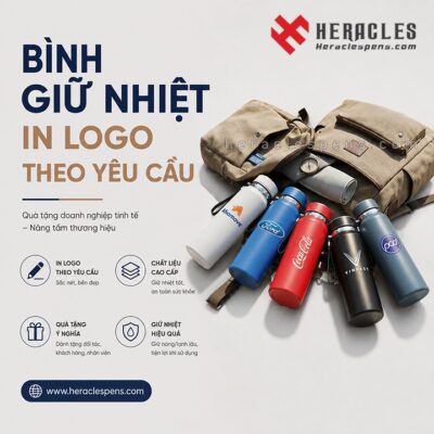 Các mẫu bình giữ nhiệt in logo theo yêu cầu làm quà tặng doanh nghiệp cao cấp sắc nét tại xưởng Heracles