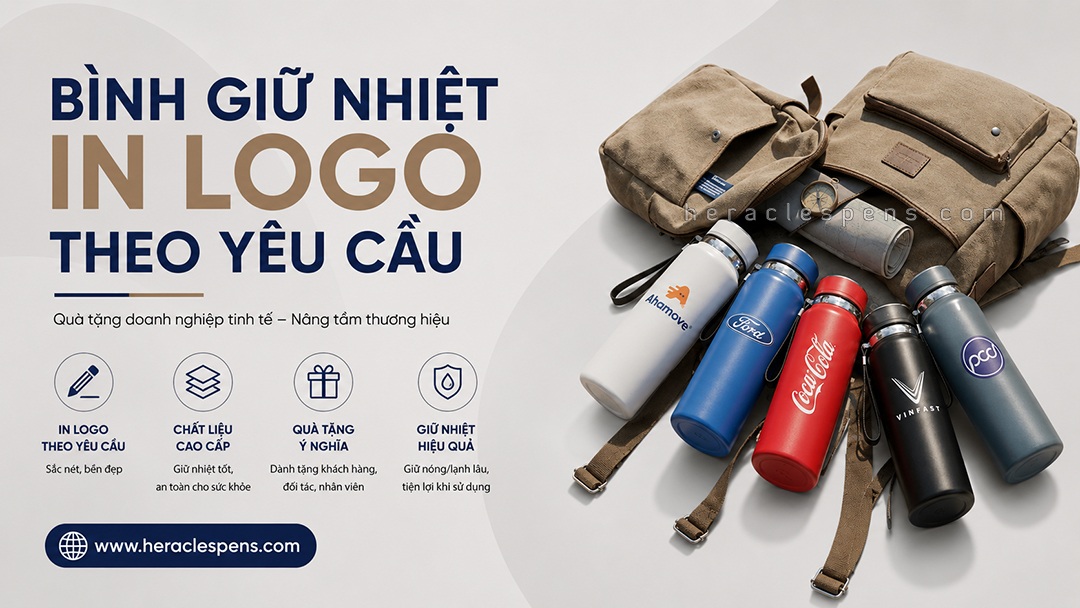 Mẫu ly giữ nhiệt in logo công ty màu sắc hiện đại bền màu không bong tróc