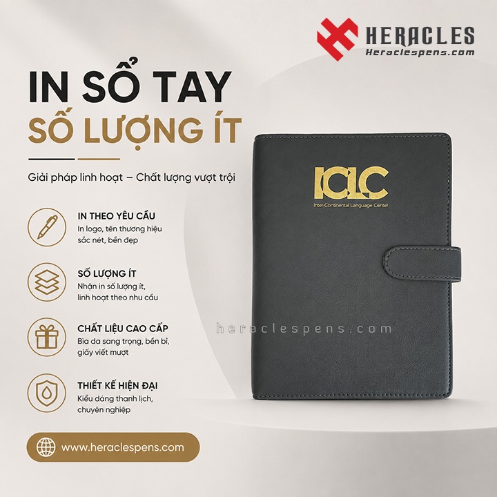 In Sổ Tay Số Lượng Ít Theo Yêu Cầu Giá Xưởng, Thiết Kế Miễn Phí 2 Dịch vụ in sổ tay số lượng ít theo yêu cầu giá xưởng tại Heracles Pens