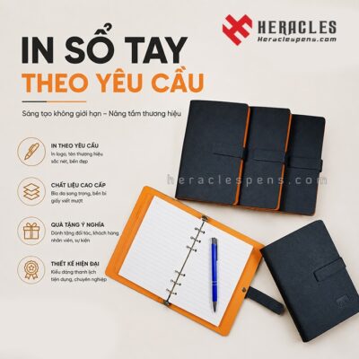 Mẫu sổ in theo yêu cầu bìa da cao cấp cho doanh nghiệp làm quà tặng sự kiện