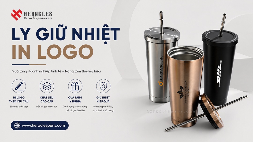 Quà tặng in khắc tên, logo 13 Mẫu ly giữ nhiệt in logo công ty sắc nét bằng công nghệ khắc laser và in UV bền màu làm bộ quà tặng doanh nghiệp sang trọng.