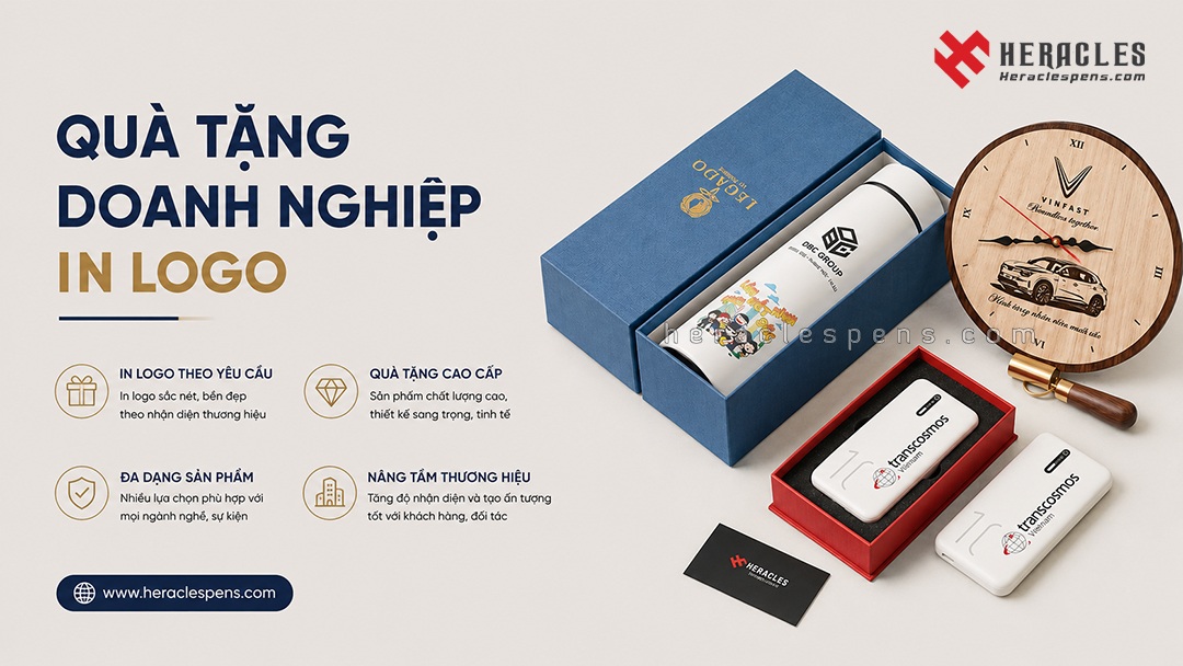 Mẫu banner quà tặng doanh nghiệp in khắc logo theo yêu cầu giá sỉ sản xuất nhanh tại TPHCM từ Heracles Pens.