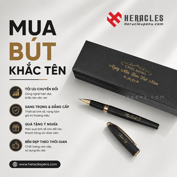 Mua Bút Khắc Tên Theo Yêu Cầu – Món Quà Tinh Tế & Sang Trọng 2 Mua bút khắc tên theo yêu cầu làm quà tặng doanh nghiệp sang trọng Heracles Pens