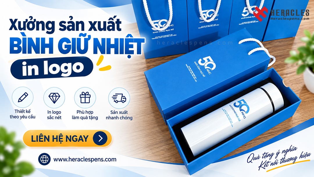 Xưởng sản xuất bình giữ nhiệt in logo: Giải pháp quà tặng doanh nghiệp tối ưu, uy tín và chuyên nghiệp 9 Xưởng Sản Xuất Bình Giữ Nhiệt In Logo Uy Tín, Giá Tốt
